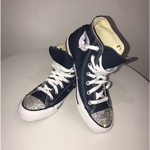 CONVERSE Chuck Taylors All Star Tennis Shoes Sneakers Navy Swarovski Ladies 8